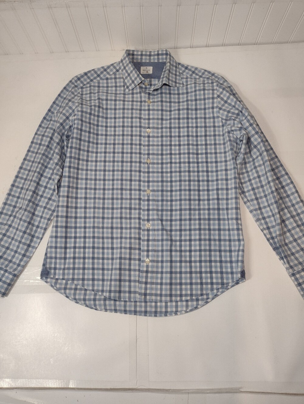 Hartford Blue and White Checked Cotton Button-Down Shirt Size (M)